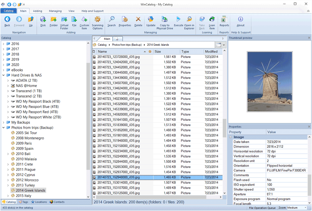 Screenshot of WinCatalog Light