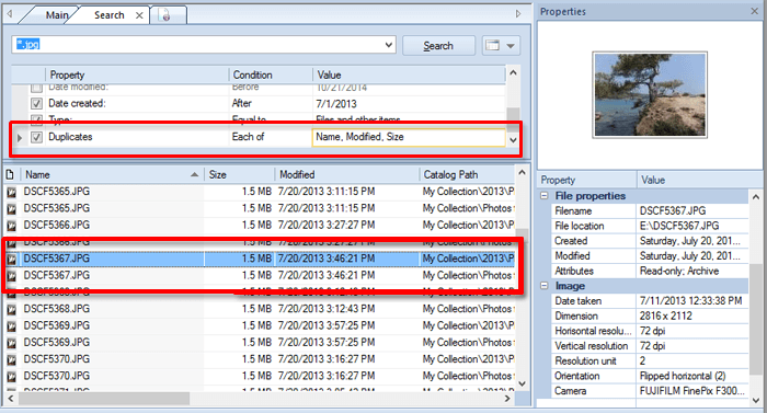 Finding duplicated files and folders in your catalog