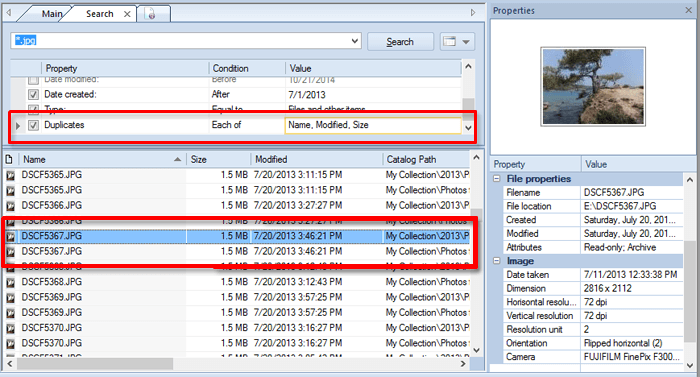 Búsqueda de archivos y carpetas duplicados en su catálogo