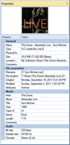 WinCatalog extrae las  etiquetas ID3 de los archivos MP3, incluyendo la carátula del álbum