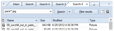 Search through your disk catalog using tabs