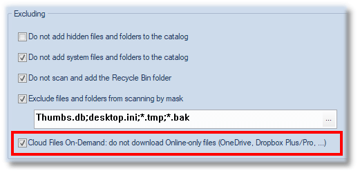 WinCatalog can exclude Files-on-Demand
