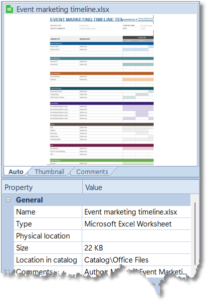 WinCatalog 2024 Displays Preview of an Excel Worksheet