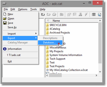 Advanced Disk Catalog Export Step 1