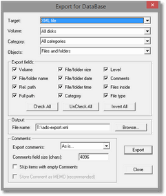 Advanced Disk Catalog Export Step 2