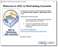 Advanced Disk Catalog to WinCatalog Converter Step 1